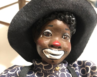 1994 Vintage Daddys Long Legs Doll PEANUT Clown Designer Karen Germany. 11 Inches Tall