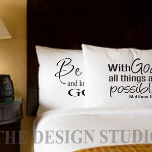Inspirational Pillowcase, Scripture Pillowcase, Psalms 46:10, Healing Words Bed Pillow, Religious Pillowcase, Bible Verse Pillowcase