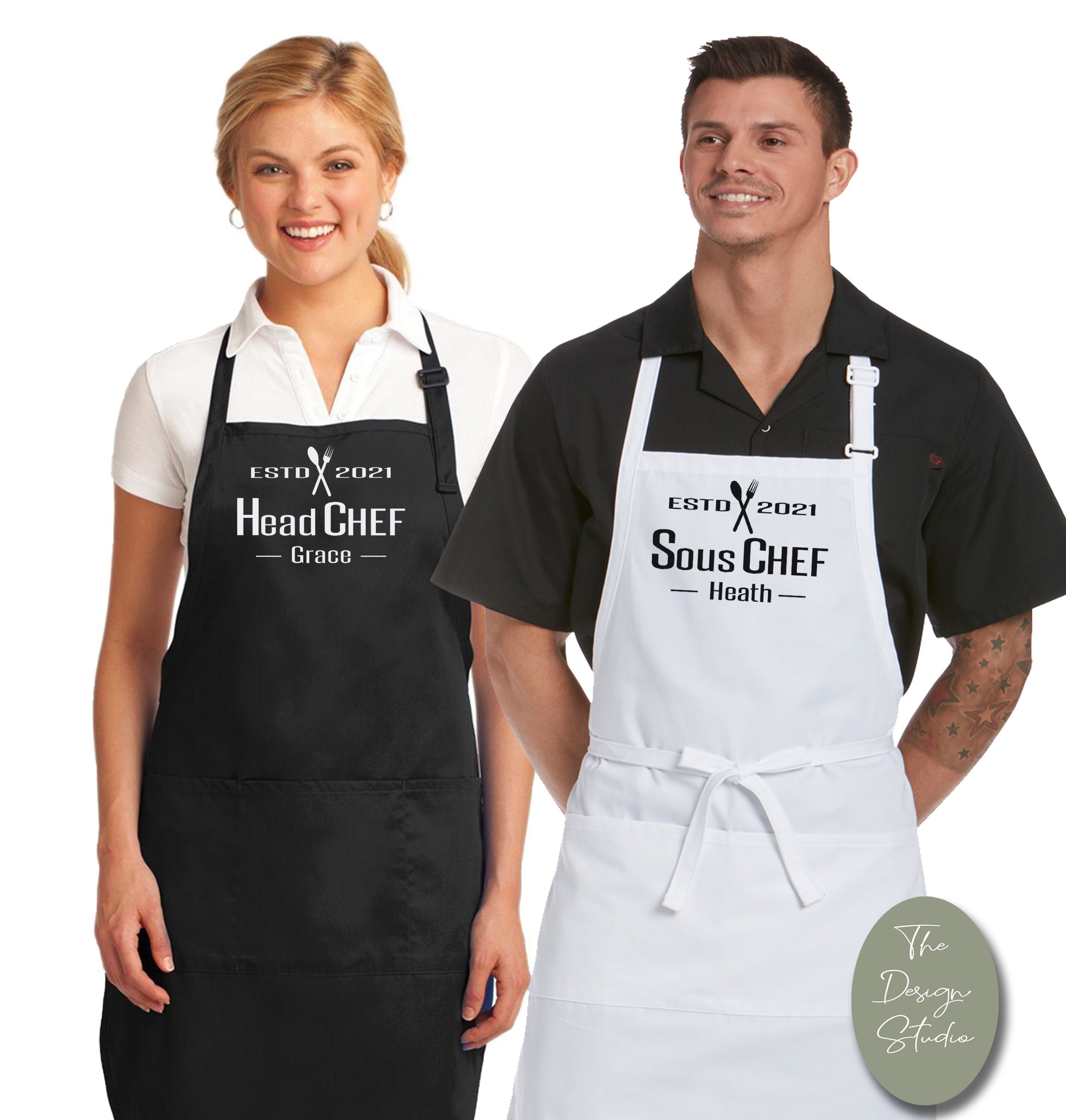 Personalized Couples Aprons. Set of 2. Mr and Mrs Aprons Etsy