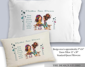 Personalized Friend Pillowcase, Friendship Gift, Custom Name Throw Pillow Cover, Friends Birthday