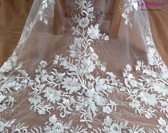 New off white Nudeyellow Hot fashion rhinestone 3D flowers on netting embroidered wedding evinging dress lace fabric