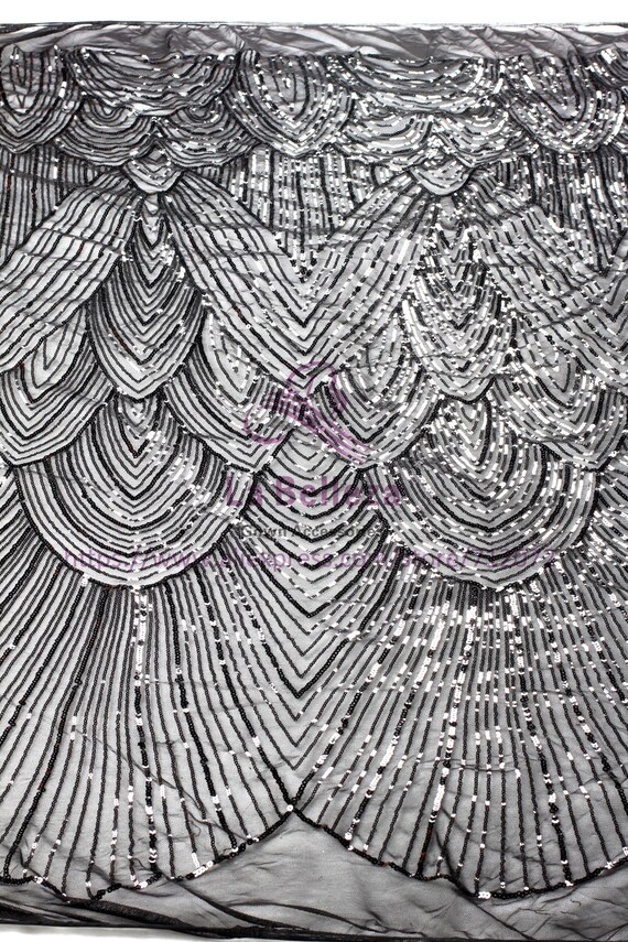 Paillettes or/noir sur extensible 4 voies extensible sur tissu de dentelle broderie net de robe de soirée/mariage a6509b Paillettes or/noir sur extensible 4 voies extensible sur tissu de dentelle broderie net de robe de soirée/mariage a6509b