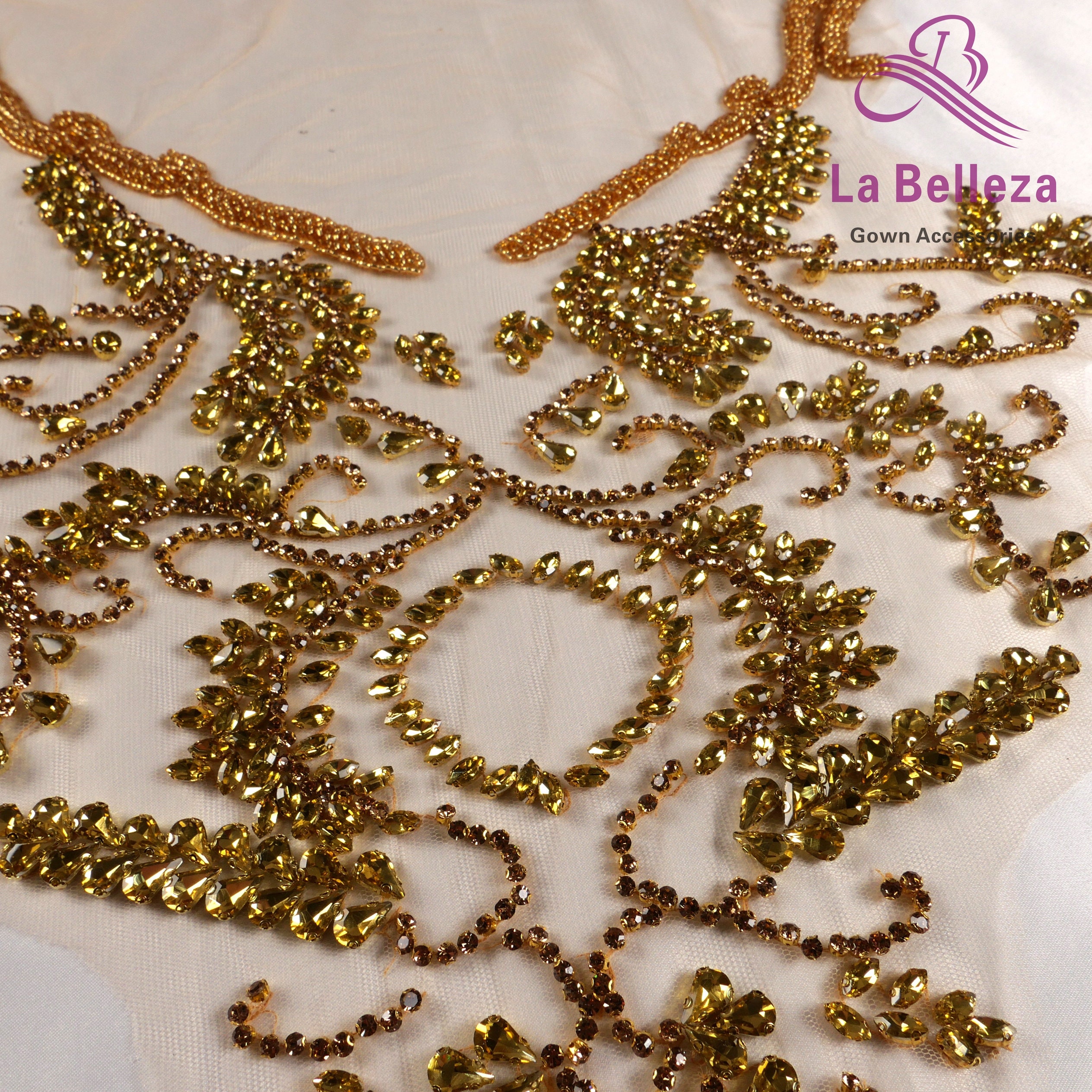 Pink Rhinestone Applique Patch For Dresses – Beaded Bodice Decoration For Bridal & DIY Fashion