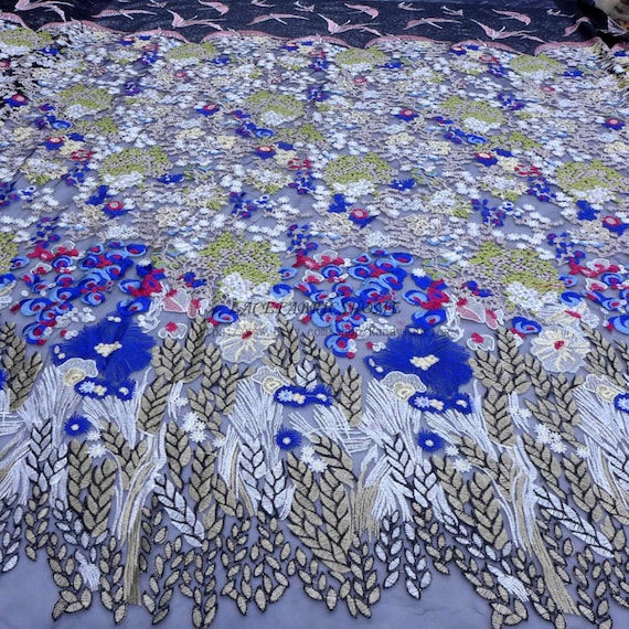 Style de la mode mixte couleurs broderie robe dentelle yard tissu 47'' largeur par yard dentelle 033713 Style de la mode mixte couleurs broderie robe dentelle yard tissu 47'' largeur par yard dentelle 033713