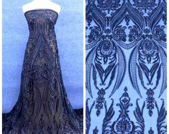 New fashion show black/ Green/white/gold/champgane sequins fabric 51'' width by yard