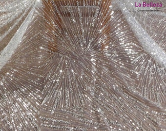 La Belleza new lace fabric,silver beaded fabric,sequins beads wedding dress lace fabric,Silver gown lace fabric by yard