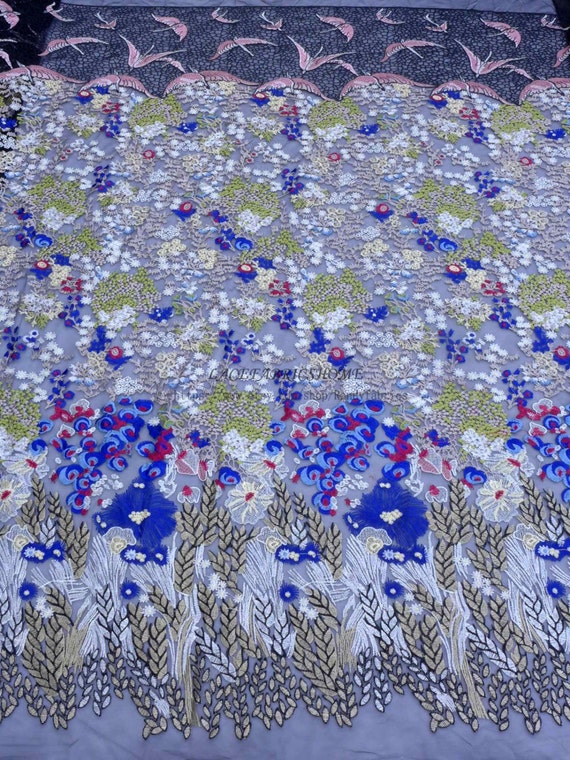 Style de la mode mixte couleurs broderie robe dentelle yard tissu 47'' largeur par yard dentelle 033713 Style de la mode mixte couleurs broderie robe dentelle yard tissu 47'' largeur par yard dentelle 033713
