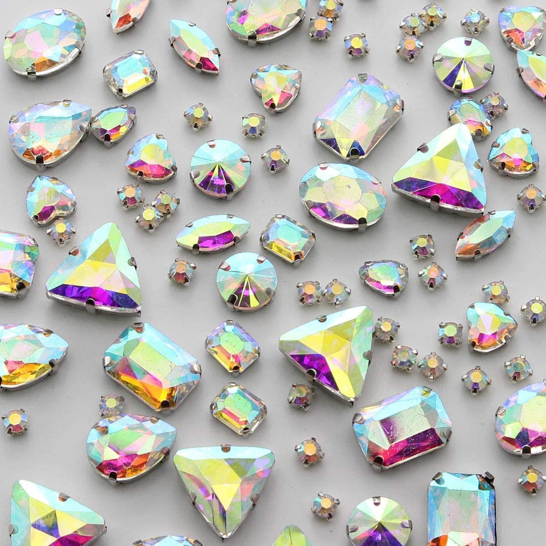 Sew on Glass Rhinestones, 100PCS Mixed Shapes, Costume Embellishments ...