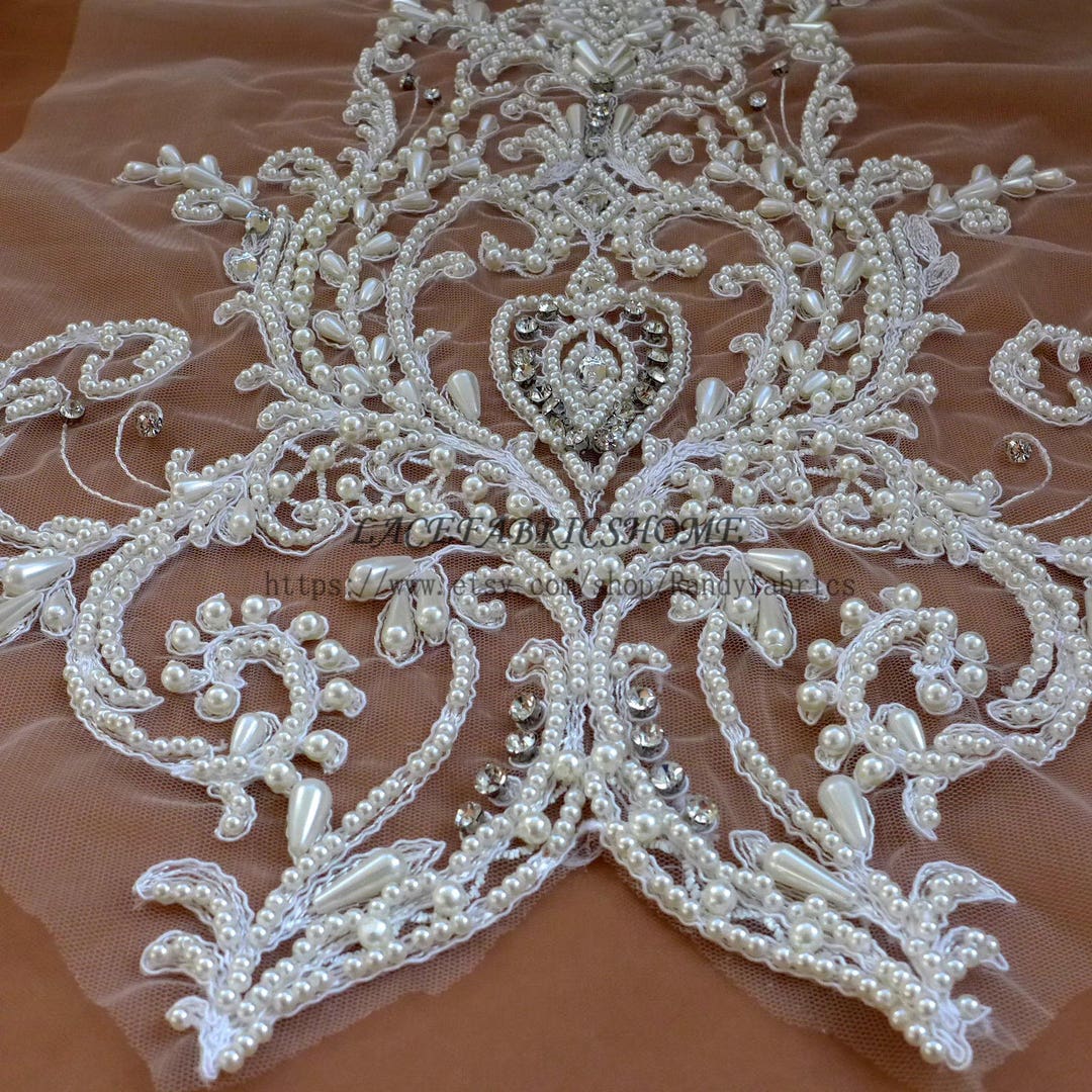 Off White Handmade Beading Pearls Rhinestones Patch Wedding - Etsy