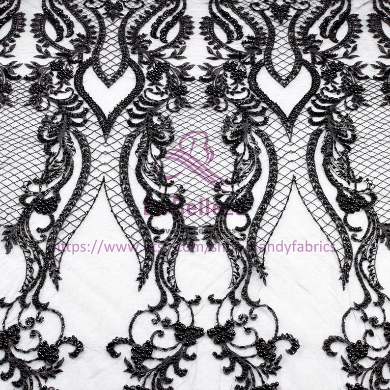 BlackwineivoryGold heavy handmade beaded bridel lace fabric 47/'/' width by yard JS161201