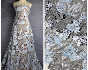 Light blue mixed colors lace fabric mixed Polyester embroied dress lace fabric 47" width SN171109