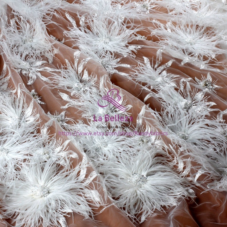 La Belleza gray lace,Light pink lace,Off white beautiful feather,pearls rhinestones crystal 3D flowers lace fabric by the yard
