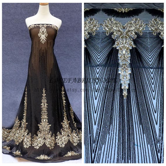 Black/white/gold&black sequins evening/wedding dress lace | Etsy
