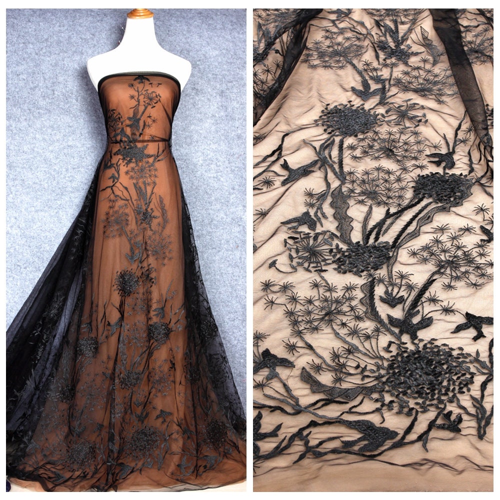 Le Belleza new fashion style black wedding dress lace fabric by yard