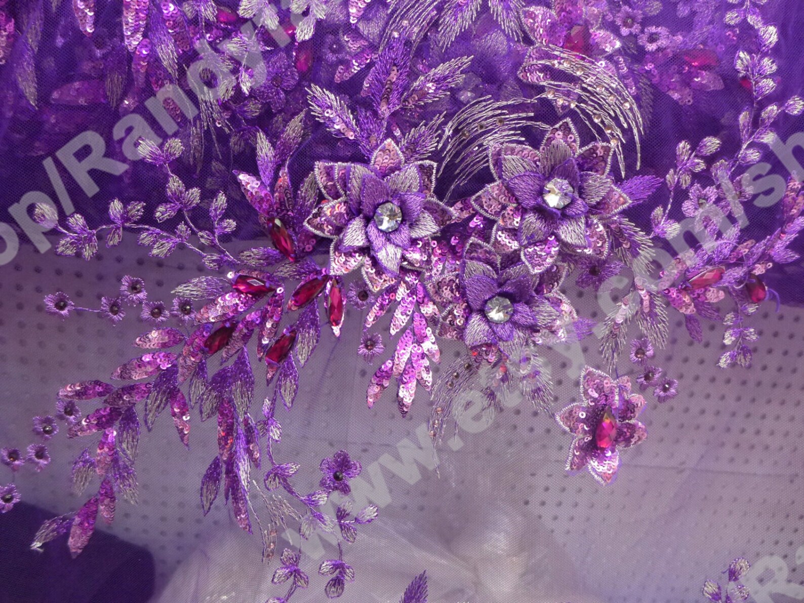 Floral Embroidered Purple Dress W/ Beads and Sequins