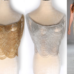 La Belleza Parabolic wavy patch,fringe appliques,silver beads patch,crystal appliques,wedding gown appliques,Gold beaded patch by pieces