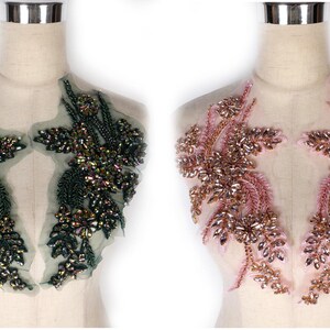 La Belleza 1 pair rhinestones appliques patch for dress, rhinestones appliques bodice, 15X30cm for hat belt jacket shoes DIY decorate
