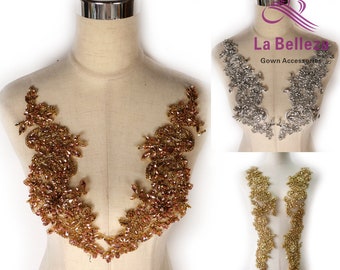La Belleza 1 paio di applicazioni di strass in 3 colori, possono essere utilizzate per diademi, cinture, abiti da sposa, fronte e retro personalizzati, di lusso e facili da usare