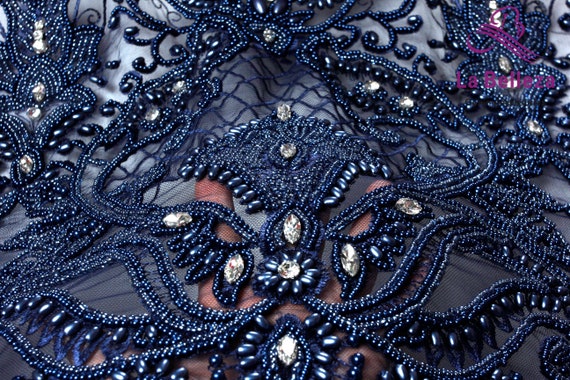 La Belleza lace fabric,handmade beaded lace fabric,pearls lace,crystals lace bridal lace navy lace,gold,ivory lace by yard