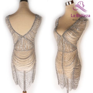 La Belleza silver gold luxury Rhinestones full bodice appliques for wedding evening prom dress front and back crystal  applique 3PC/set