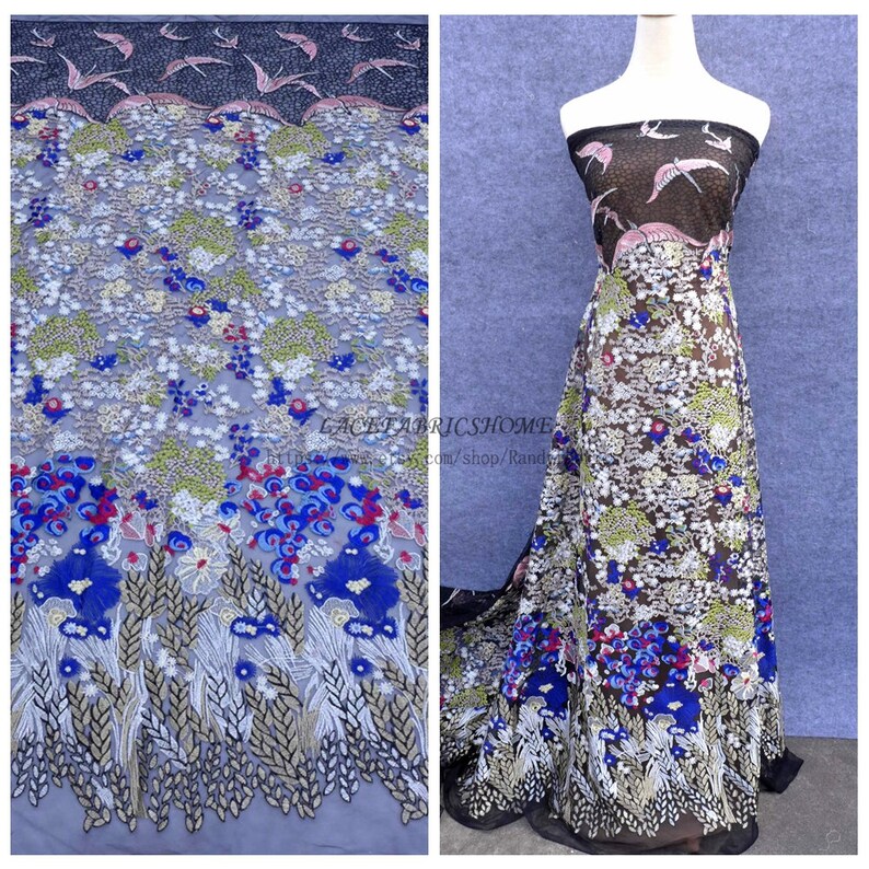 Fashion style mixed colours embroidery dress lace fabric Etsy