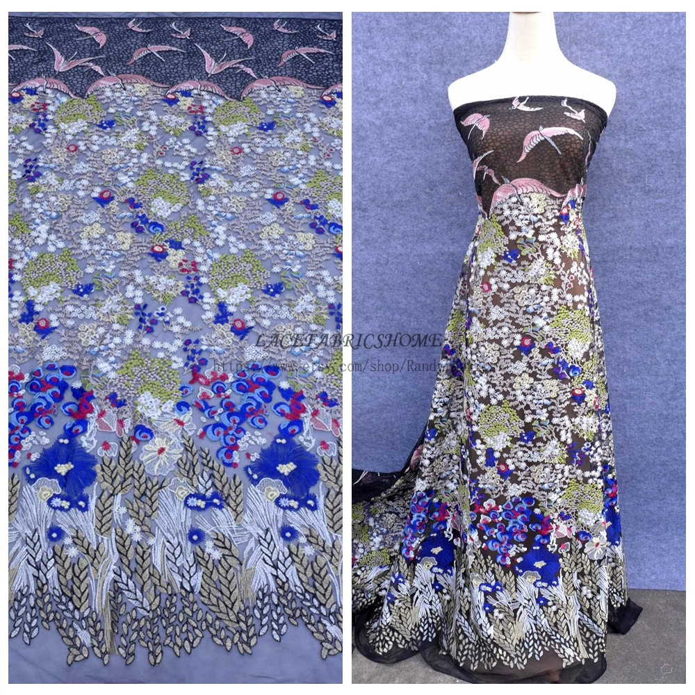 Style de la mode mixte couleurs broderie robe dentelle tissu 47'' largeur par yard Style de la mode mixte couleurs broderie robe dentelle yard tissu 47'' largeur par yard dentelle 033713