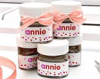 Mini delicias de Nutella: personalizadas con el nombre del niño. Juego de San Valentín: juegos de 12, 25 o 60