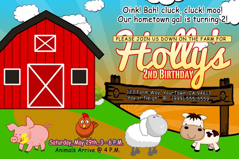 Barnyard Birthday Invitation Great for Petting Zoo Party ...
