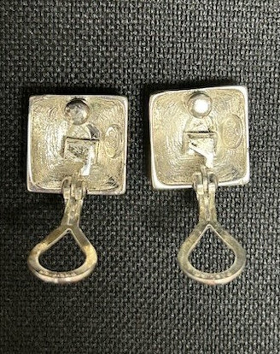 Premier Designs Clip On Earrings Silver Square Vi… - image 3