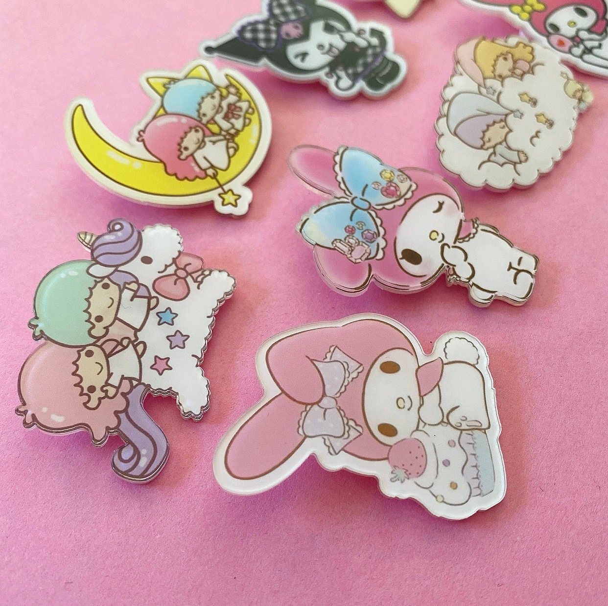 Cute Handmade Acrylic Broach Badge Clip Pin Accessories Kawaii Characters  Japan Kitty Anime Melody Harajuku Stars Sweet Gift Ideas 