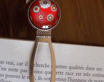 Marque page argenté avec cabochon japonais