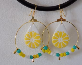 Boucles d'oreille créoles coloris citron