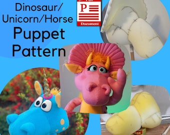 Dinosaur / Unicorn / Horse / Donkey / Monster Puppet Pattern PDF (Digital Download)