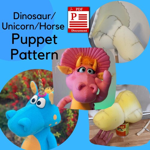 Dinosaurier / Einhorn / Pferd / Esel / Monster Puppet Pattern PDF (Digitaler Download)