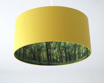 moderne Pendelleuchte, Wald, gelb