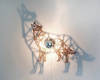 Wandlampe, Hund, Wolf, Schattenwandleuchte