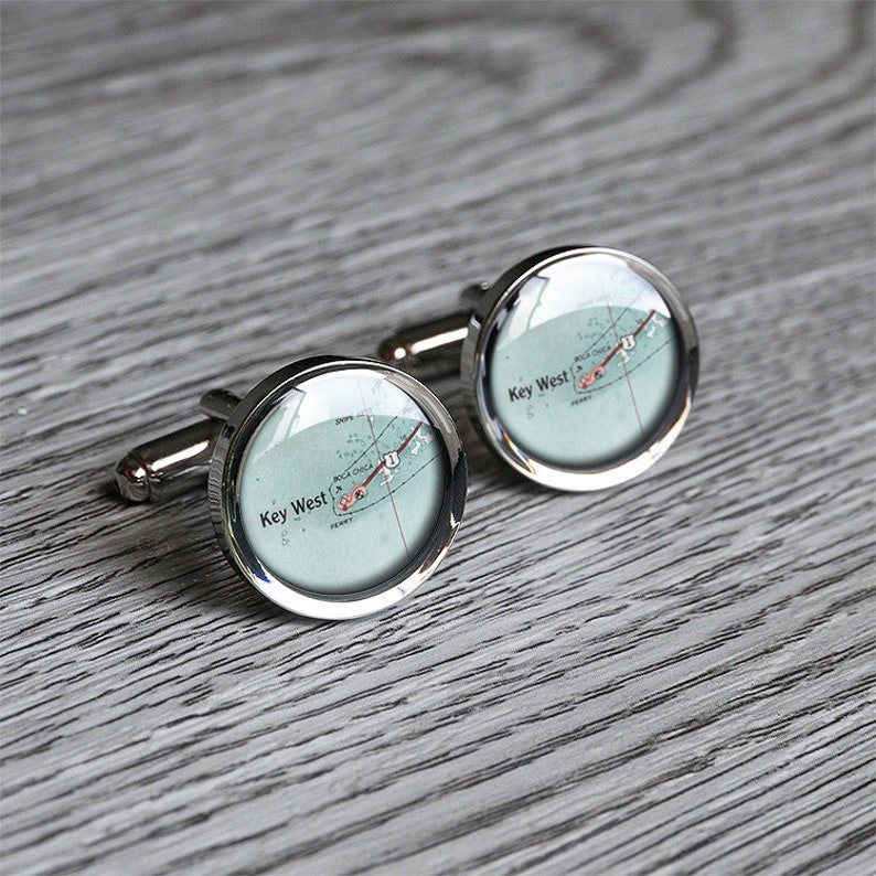 1949 vintage Key West map cufflinks jewelry charm meaningful birthday gift for husband memorial anniversary gift C0716P