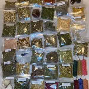 40 herbs, resins and ingredients with or without candles  Witches starter set Pagan spell kit