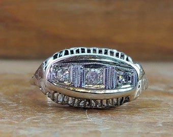 Art Deco Engagement Ring .17ct Old Mine Cut Diamond Engagement Ring Vintage Engagement Ring Antique Engagement Ring 14k White Gold 1920
