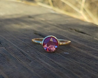 1.01ct Rose Cut Pink Sapphire 14k Yellow Gold Engagement Ring Unique Engagement Ring OOAK