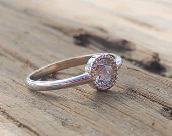 Vintage Rose Cut Diamond Engagement Ring 14k White Gold Unique Engagement Ring Antique Rose Cut Diamond Ring