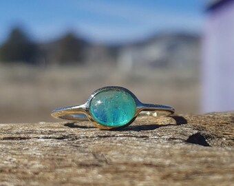 1.00ct Emerald 14k Yellow Gold Bezel Set Unique Engagement Ring Sapphire Ring Simple Engagement Ring Delicate Ring