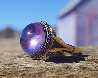 Antique Amethyst Engagement Ring Victorian Engagement Ring Victorian Ring Art Deco Engagement Ring 14k Yellow Gold Vintage Conversion Ring