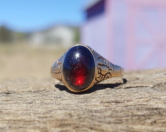 Victorian Garnet Ring 12k Rose Gold Engagement Ring Antique Garnet Ring Vintage Garnet Ring January Birthstone Rose Gold Engagement Ring