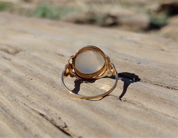 Vintage Moonstone Ring 10k Yellow Gold Moonstone … - image 6