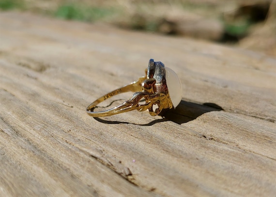 Vintage Moonstone Ring 10k Yellow Gold Moonstone … - image 4