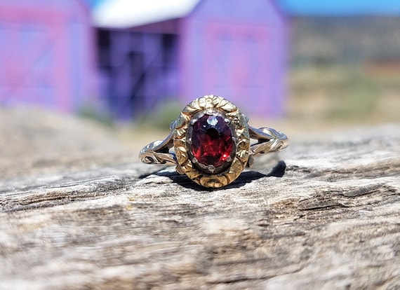 Details about / Rare Unusual Solid 925 Sterling Silver Natural Garnet Victorian Style Ring