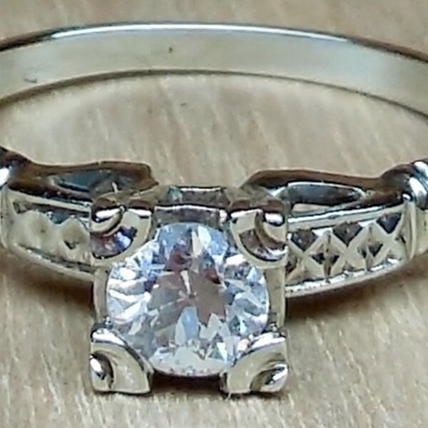 Vintage Antique .33ct Old European Cut Diamond 14k White Gold Engagement Ring 1920's Art Deco