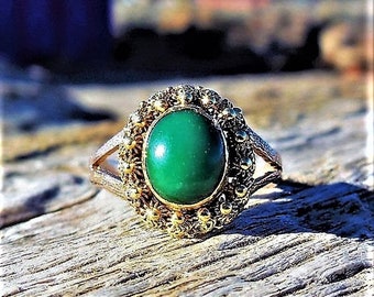 Victorian Turquoise Ring 14k Yellow & Rose Gold Antique Engagement Ring Vintage Engagement Ring Unique Engagement Ring