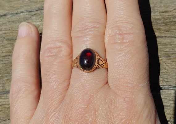 Victorian Garnet Ring 12k Rose Gold Engagement Ri… - image 9